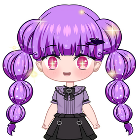 Debut VTuber Comet wears her lavender hair in bubble braids. Glittery star details are in her eyes.